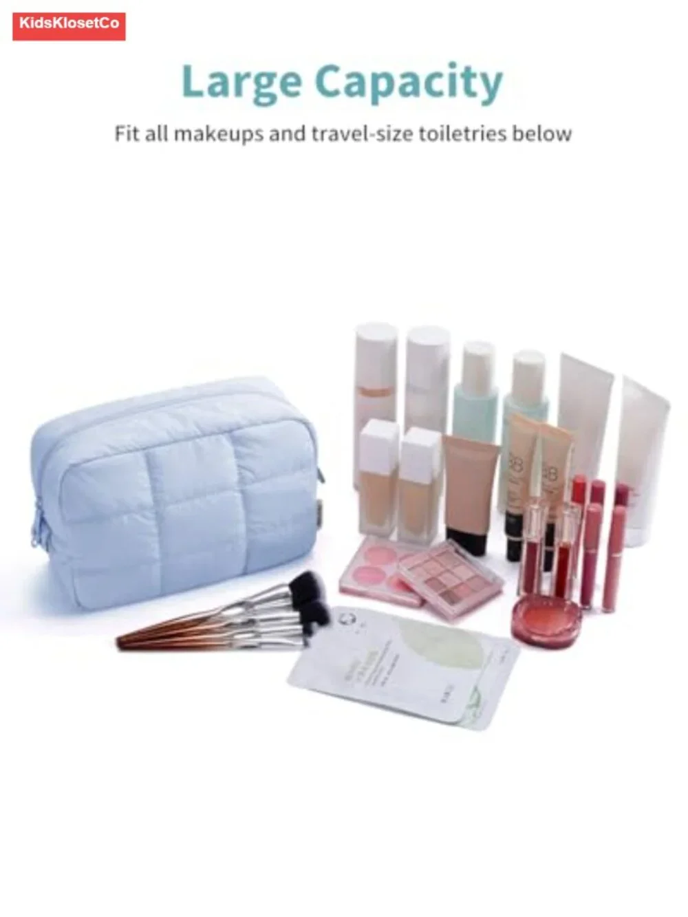 Puffy Quilted Nylon Makeup Bag Cosmetic Travel Toiletry Organizer